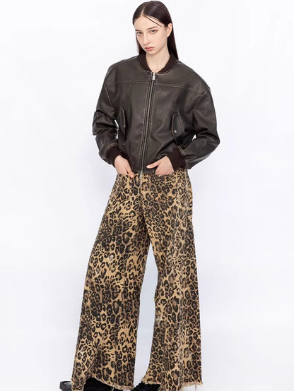 Deconstructed Wide-Leg Denim Jeans