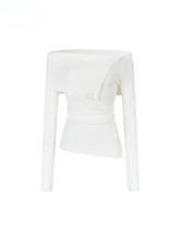 One-Shoulder Collared Knit Crewneck - CHINASQUAD