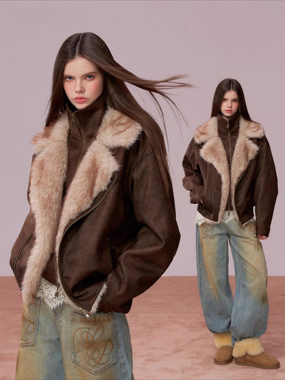 Faux Fur Collar Padded Two-in-One Jacket