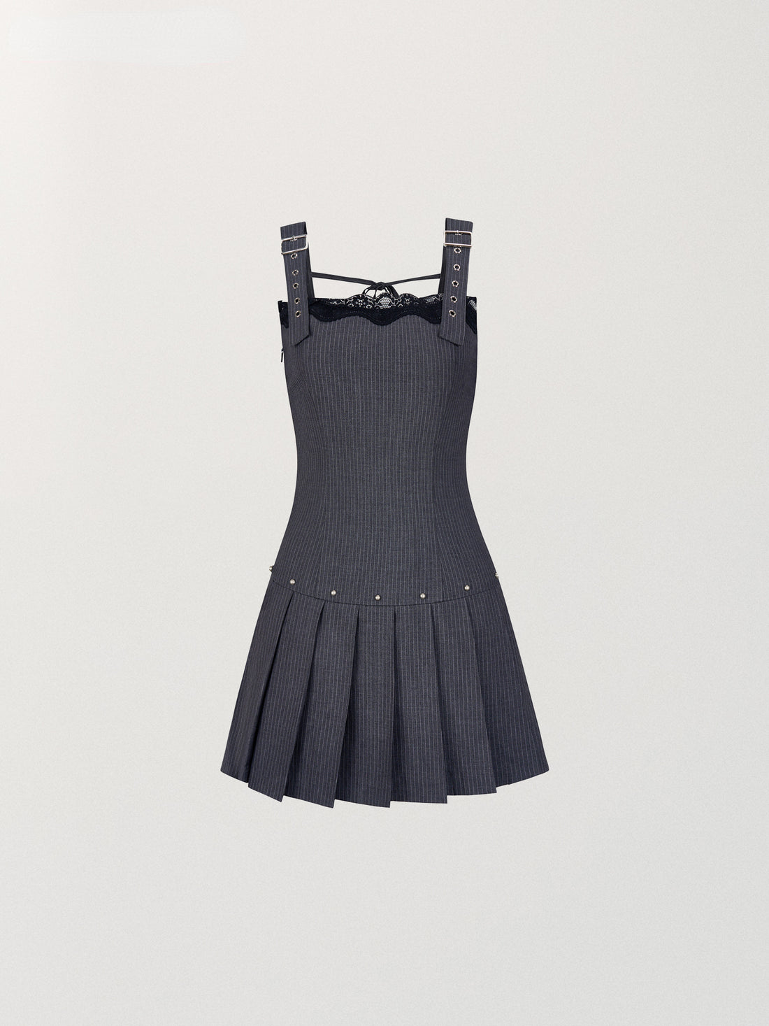 Suit-Style Lace Pleated Mini Dress - CHINASQUAD