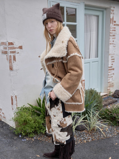 Toggle Collar Reversible Shearling Jacket