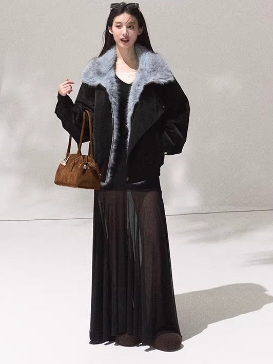 Fur-Collar Padded Short Jacket