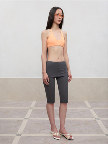 Layered Color Blocking U-Neck Halter Vest