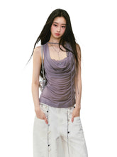 Fake Two-piece Spliced Lace Swing-neck Tank Top - CHINASQUAD