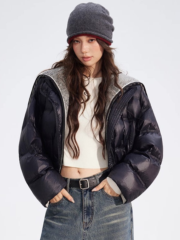 Reversible Knit Lapel Down Jacket