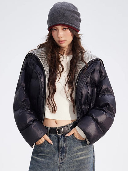 Reversible Knit Lapel Down Jacket