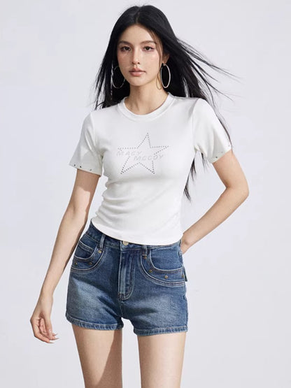 Studded Classic Denim Shorts