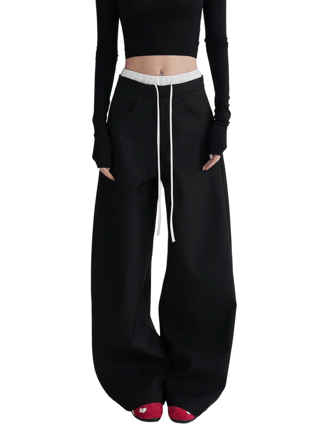 Panel Wide-Leg Floor-Length Trousers