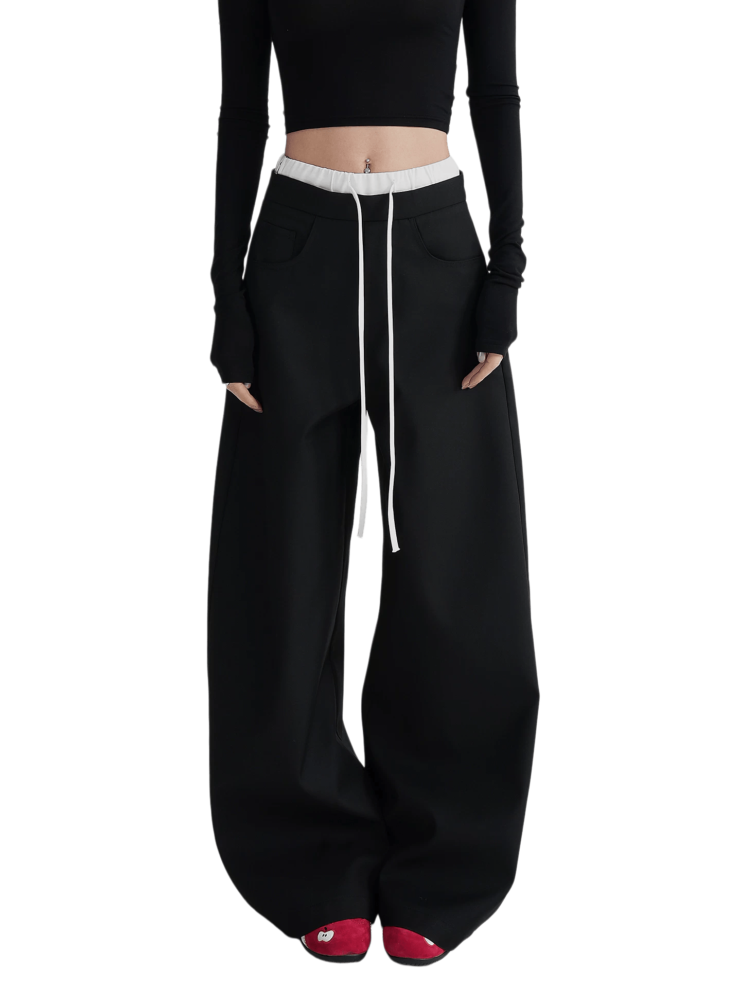 Panel Wide-Leg Floor-Length Trousers