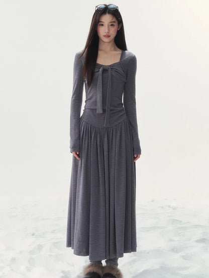 Vintage Waist-Cinched Knit Dress