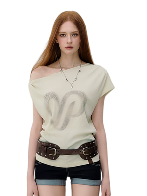 Off-Shoulder Ruched T-shirt