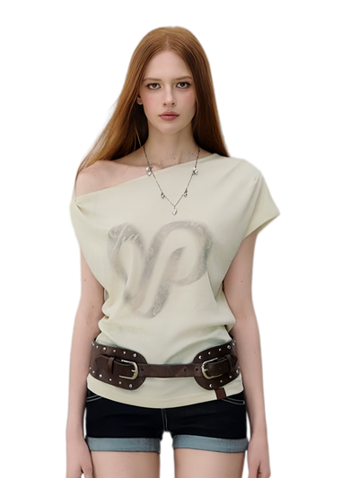 Off-Shoulder Ruched T-shirt