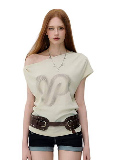 VIA PITTI Off-Shoulder Ruched T-shirt – T-Shirts &amp; Polos