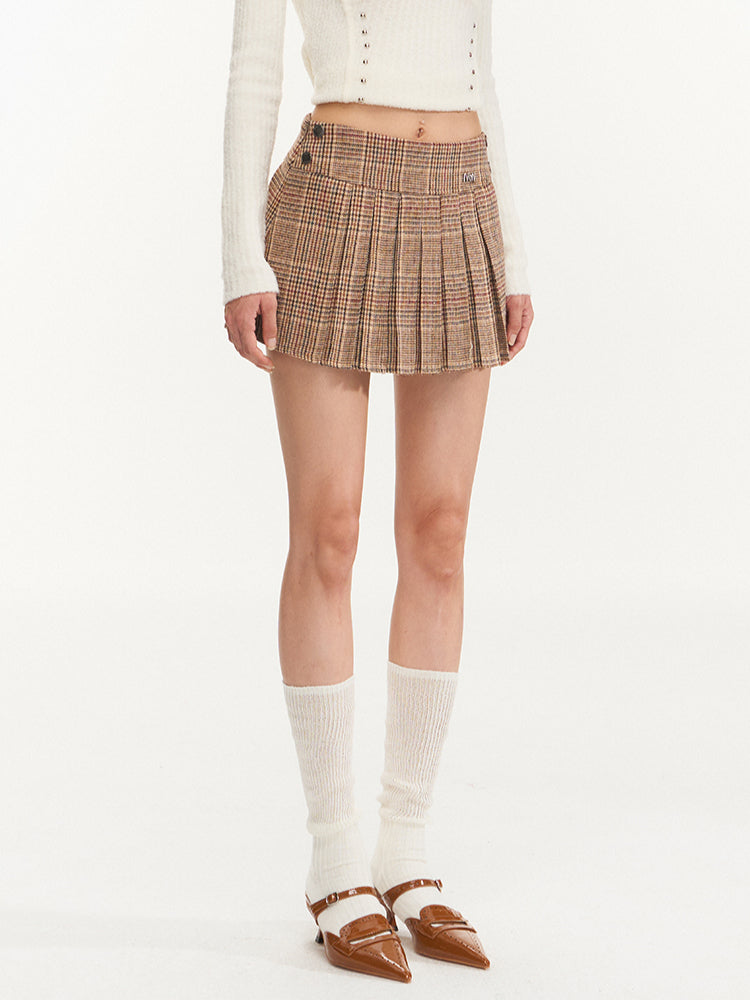 Plaid High-Waist A-Line Skirt