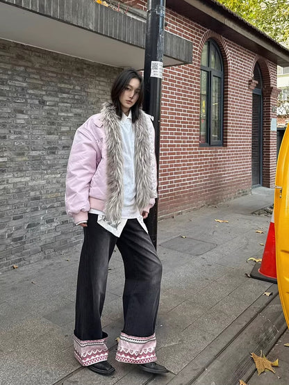 Raccoon Fur Trim Quilted Jacket