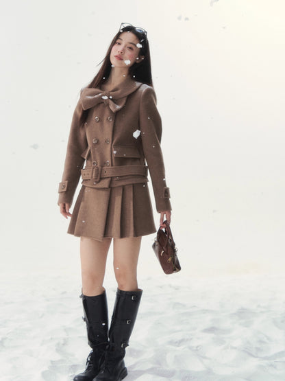 Vintage Double-Breasted Chestnut-Warm Jacket