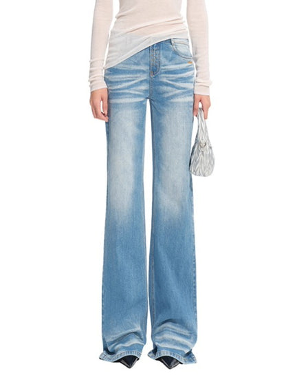 Natural Waist Fitted Straight Jeans - CHINASQUAD