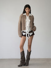 White Ruffled Drawstring Long-Sleeve Shirt - CHINASQUAD