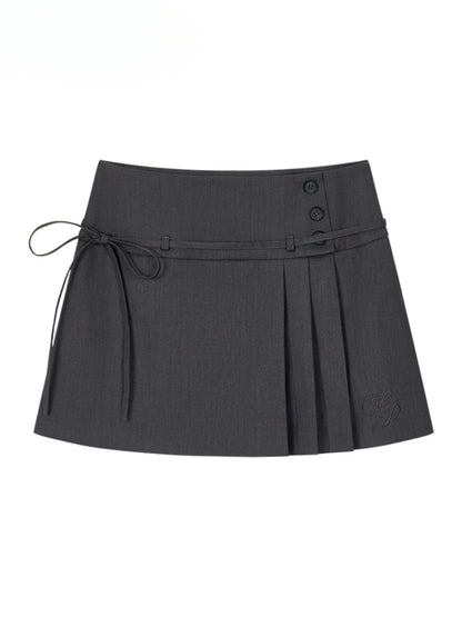 Pleated Bowknot Tie Half Skirt