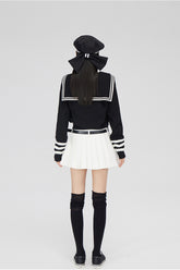 Black & Off-white Patchwork Lapel Sweater - CHINASQUAD