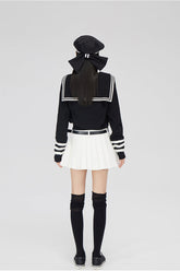 (Final Sale) Black & Off-white Patchwork Lapel Sweater - CHINASQUAD