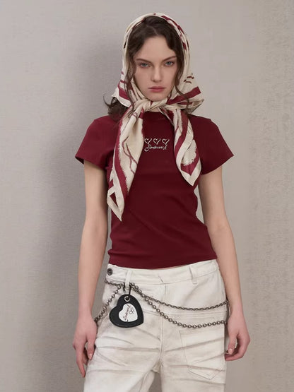 Lipstick Graffiti Cap-Sleeve Slim-Fit T-Shirt