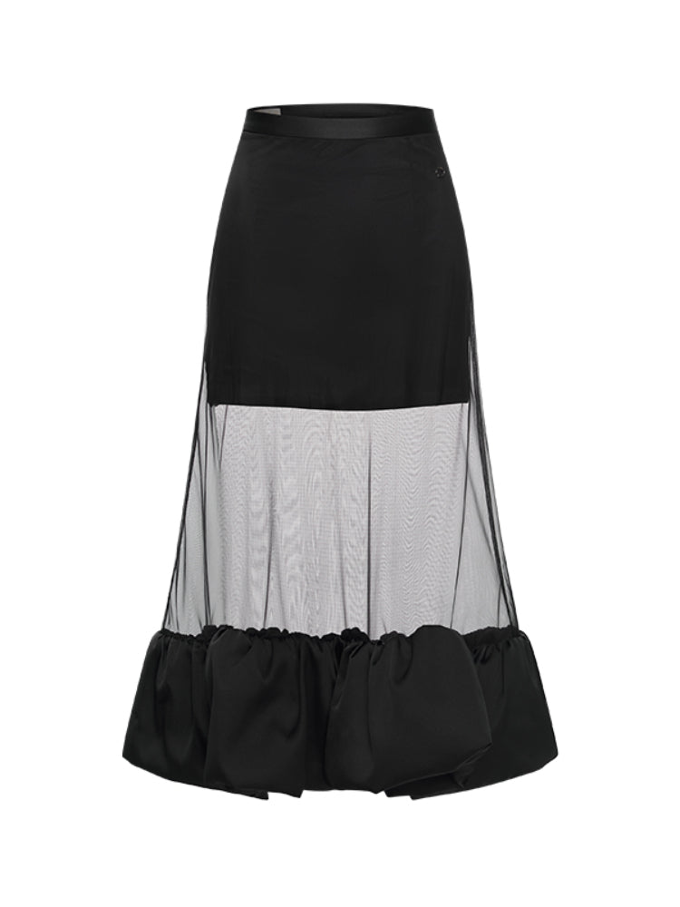 Strapped Waist-Cinching Midi Fish-Tail Half Skirt Set