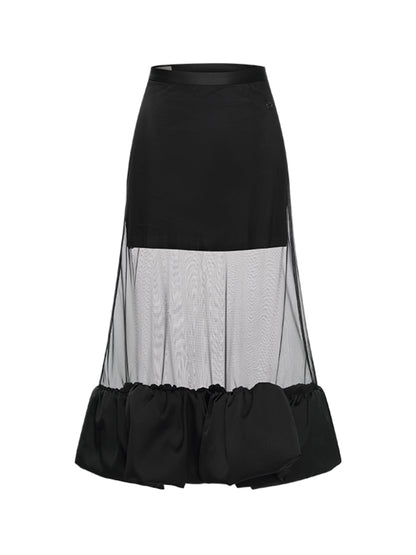 Strapped Waist-Cinching Midi Fish-Tail Half Skirt Set