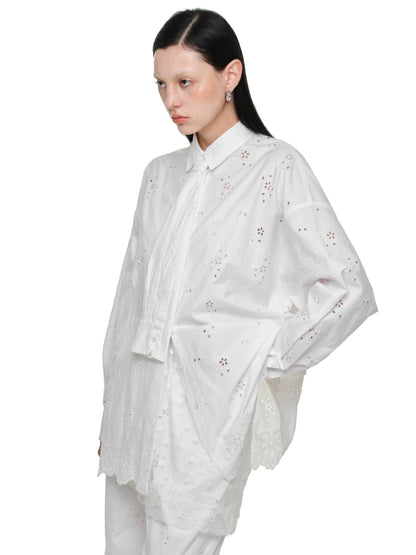 White Lace Jacquard Shirt