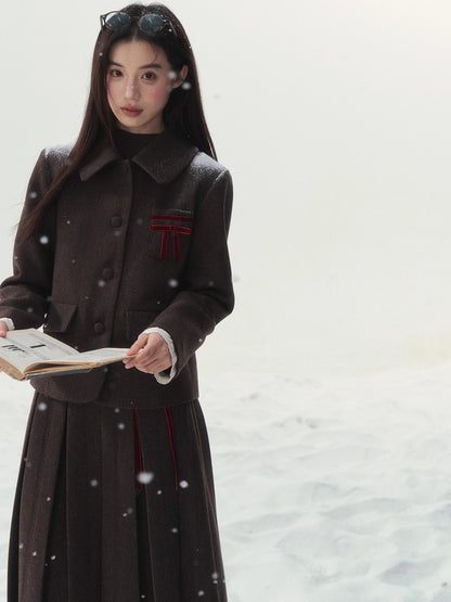 Vintage Wool Coat &amp; Pleated Skirt Set