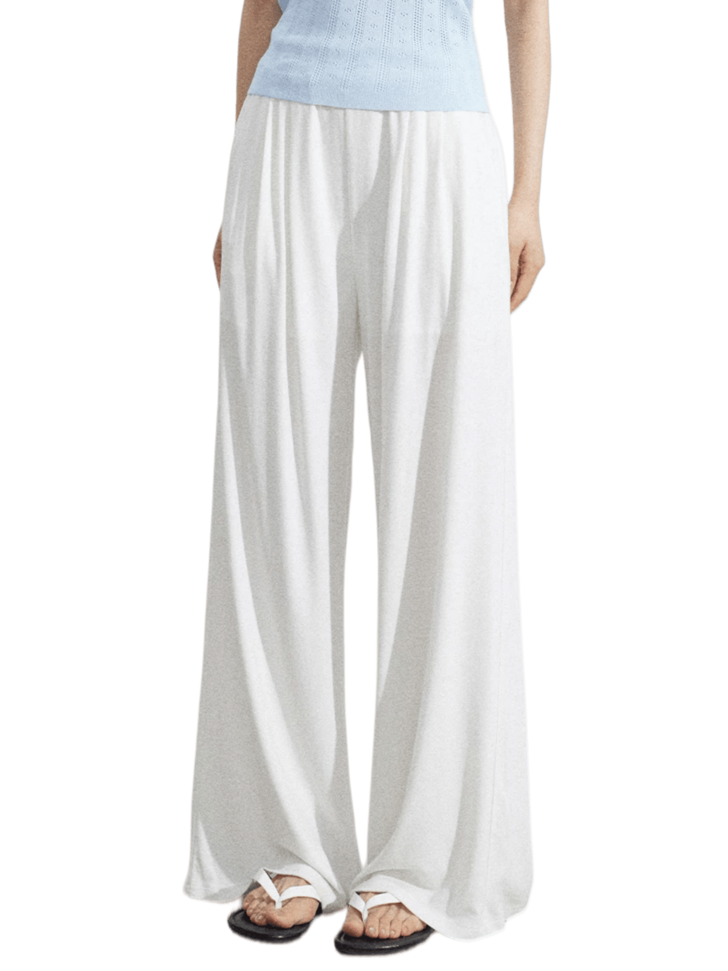 Lace-Trim Flowing Wide-Leg Pants