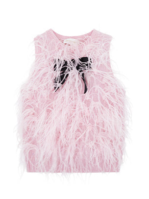 Ostrich Feather Knitted Tank Top