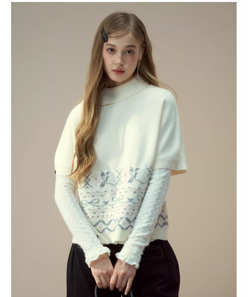 Fair Isle Cape Turtleneck