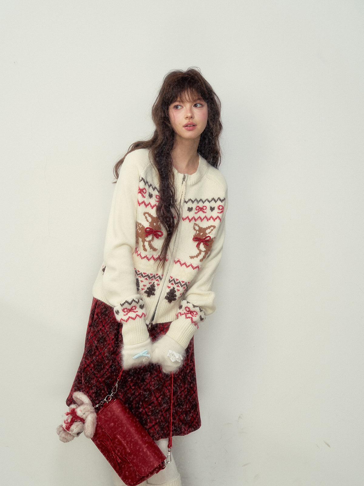 Fair Isle Deer Knit Cardigan