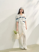 Embroidered Striped Knitted Short-sleeve Polo Shirt - CHINASQUAD