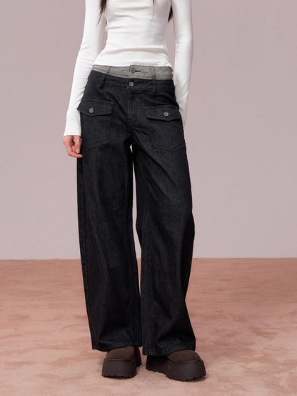 Double-Waist Vintage Wide-Leg Jeans