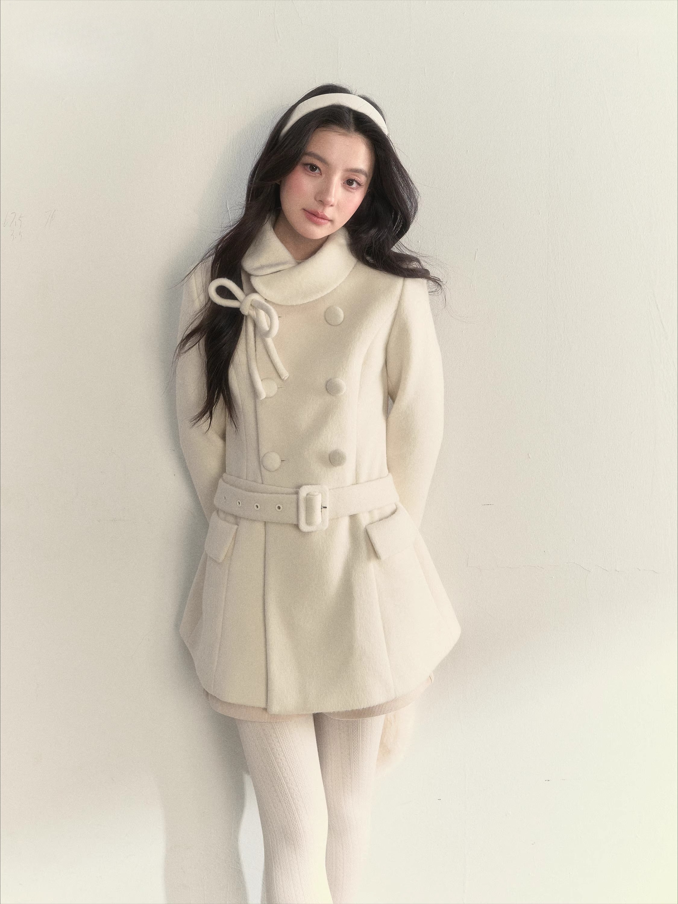 Wool Blend Double-Breasted Midi Coat