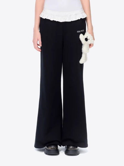 Lace-Waist Straight-Leg Lounge Pants
