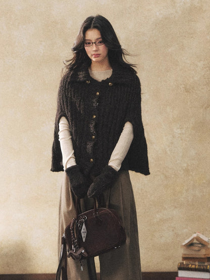 Khaki Fluid Wide-Leg Pleated Trousers