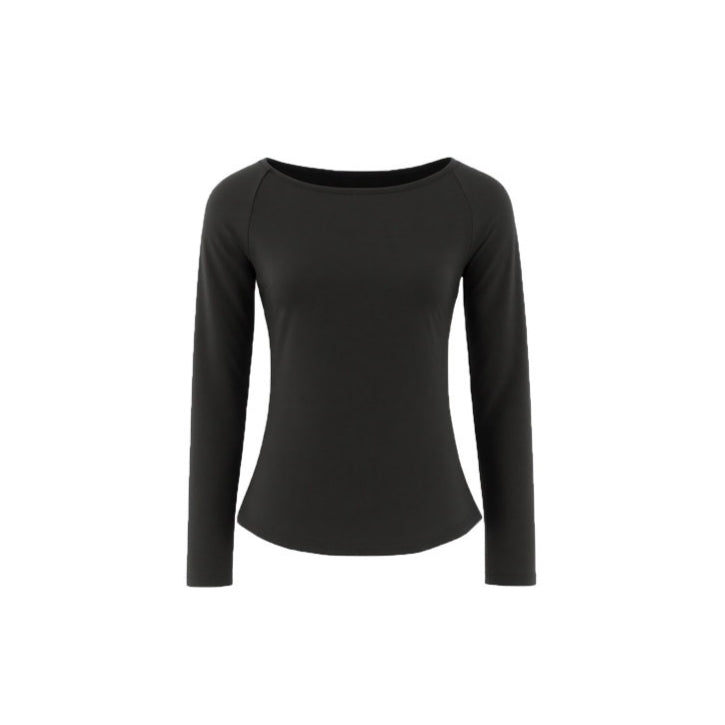 Waist-Cinching Fitted Long Sleeve T-Shirt