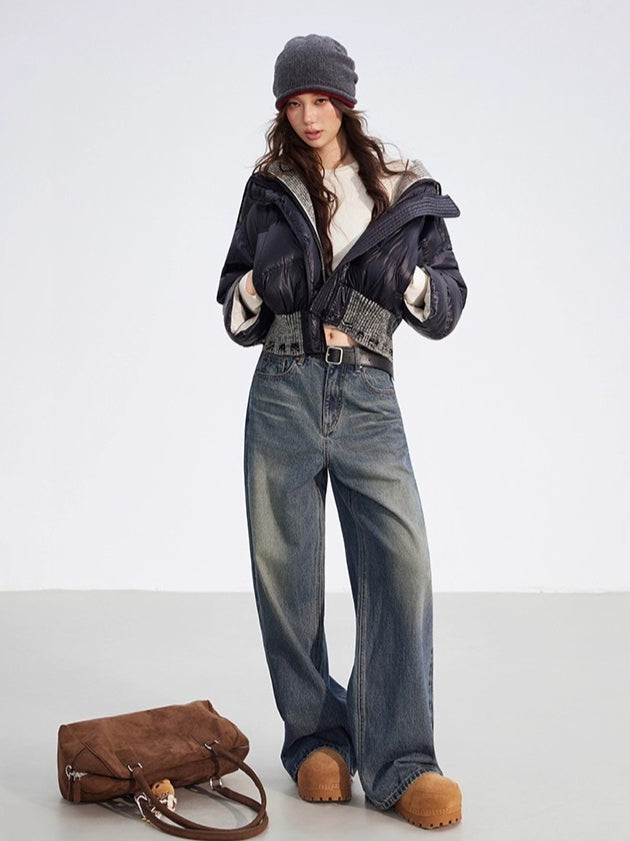 Reversible Knit Lapel Down Jacket