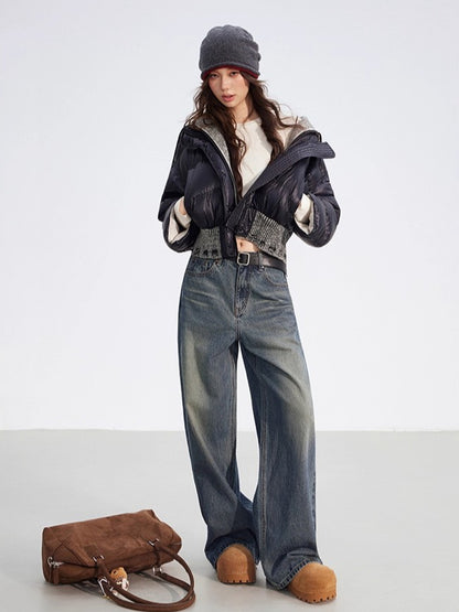 Reversible Knit Lapel Down Jacket