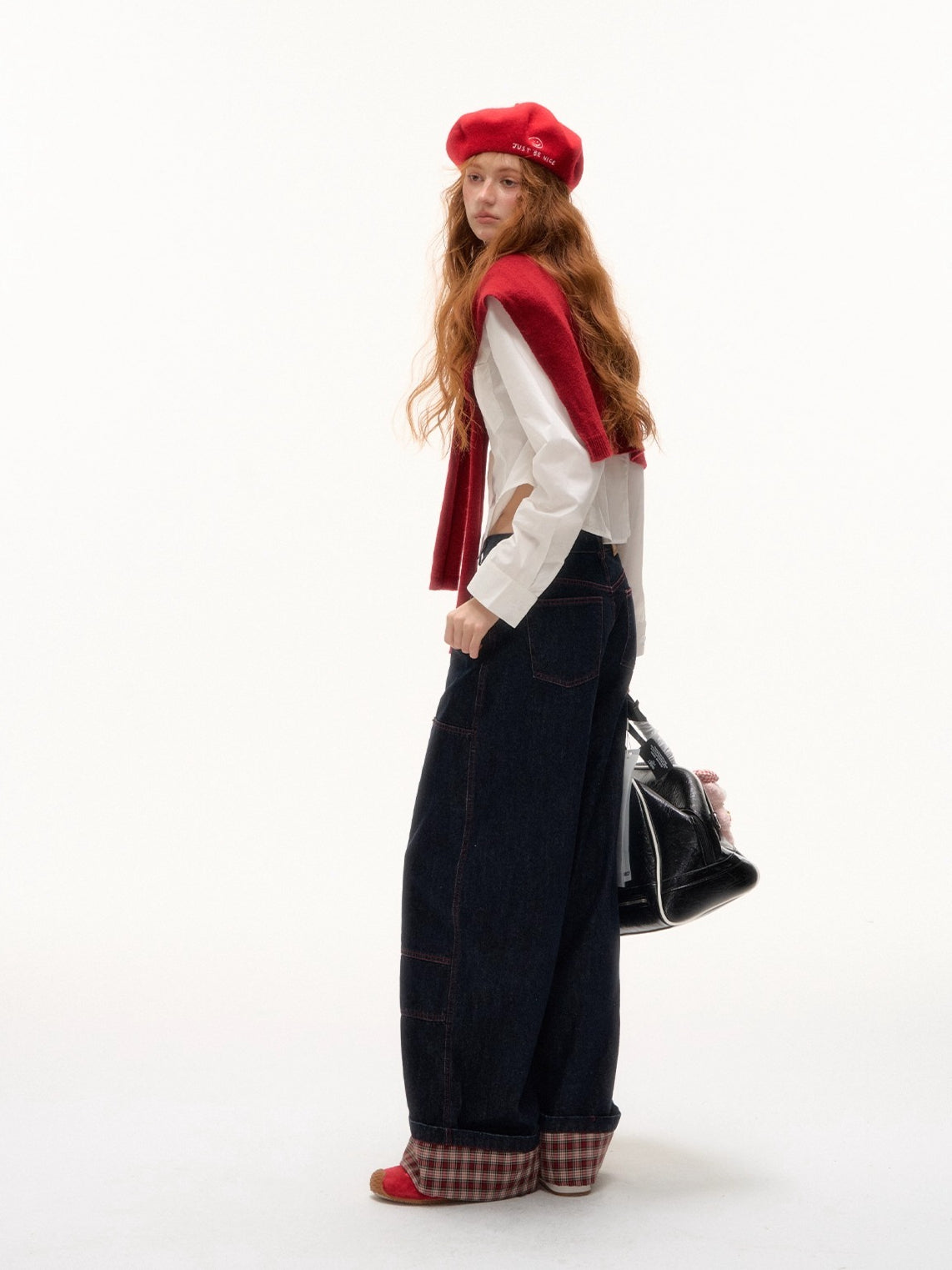 Turn-Down Collar Embroidered Cropped Shirt