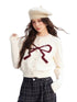 Bow Detail Cropped Knit Cardigan - CHINASQUAD