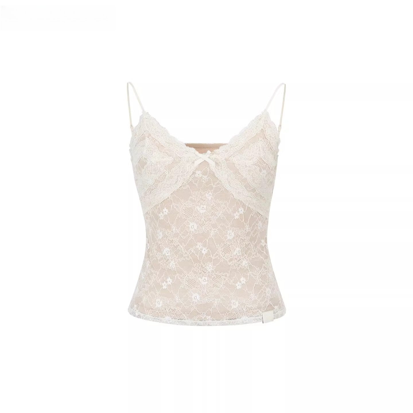Lace Jacquard Bow Tie Camisole