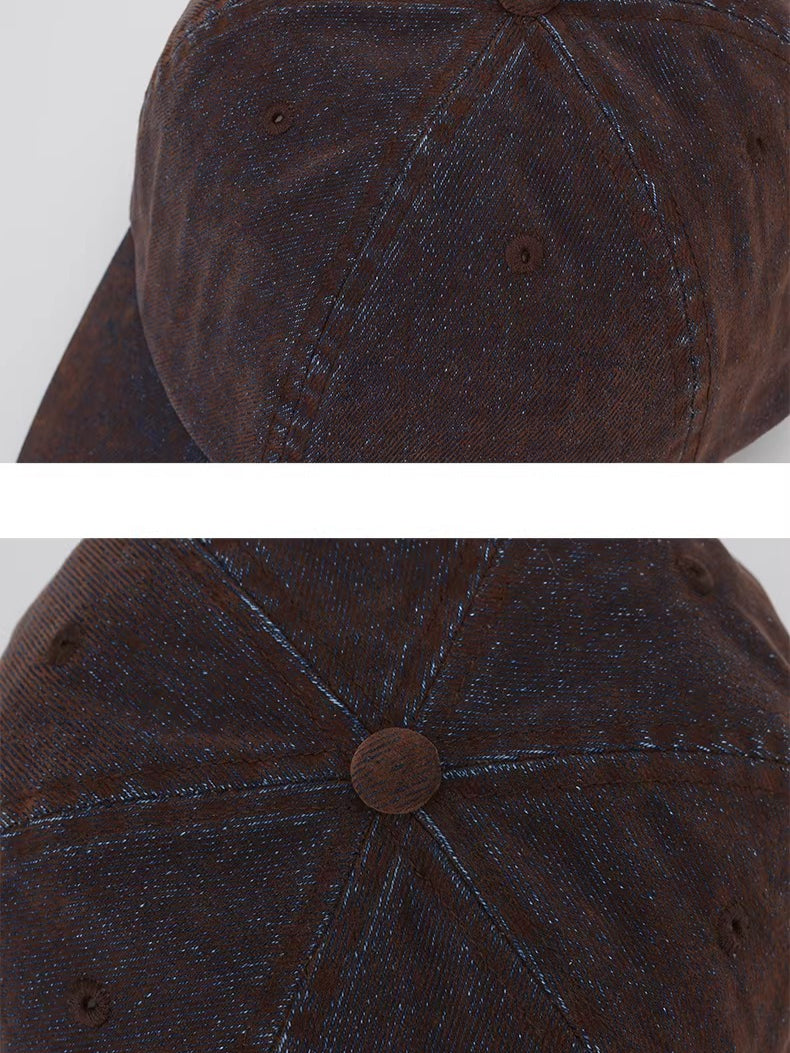 Embroidered Logo Washed Denim Baseball Cap