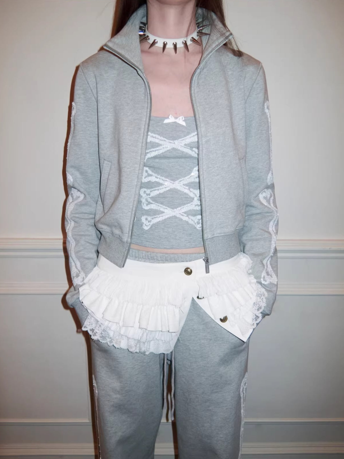 Crystal Bone U-Neck Cropped Camisole