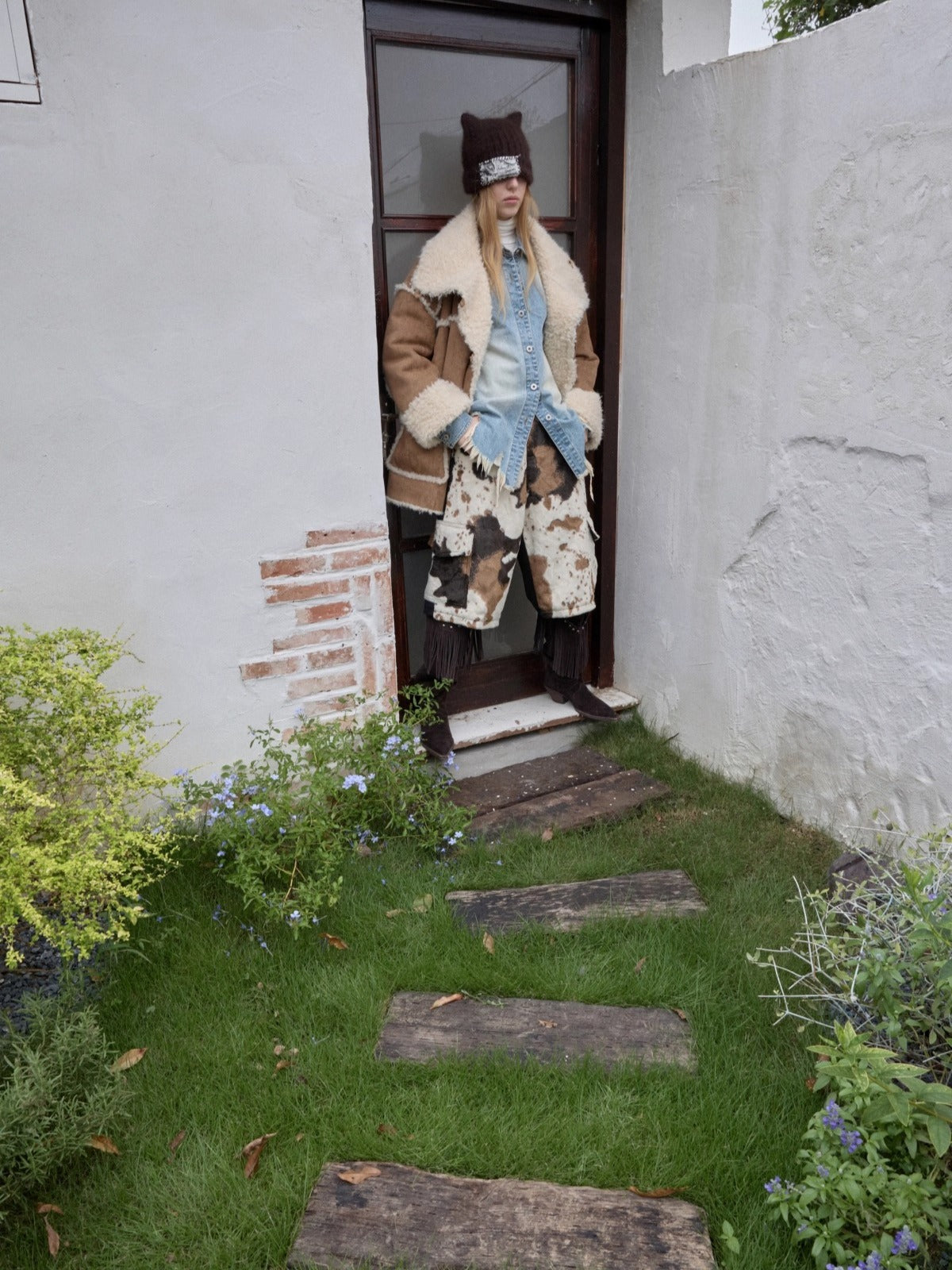 Toggle Collar Reversible Shearling Jacket