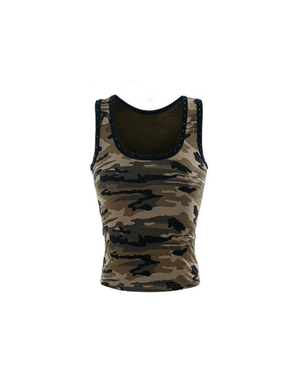 Camouflage Star Rhinestone Tank Top