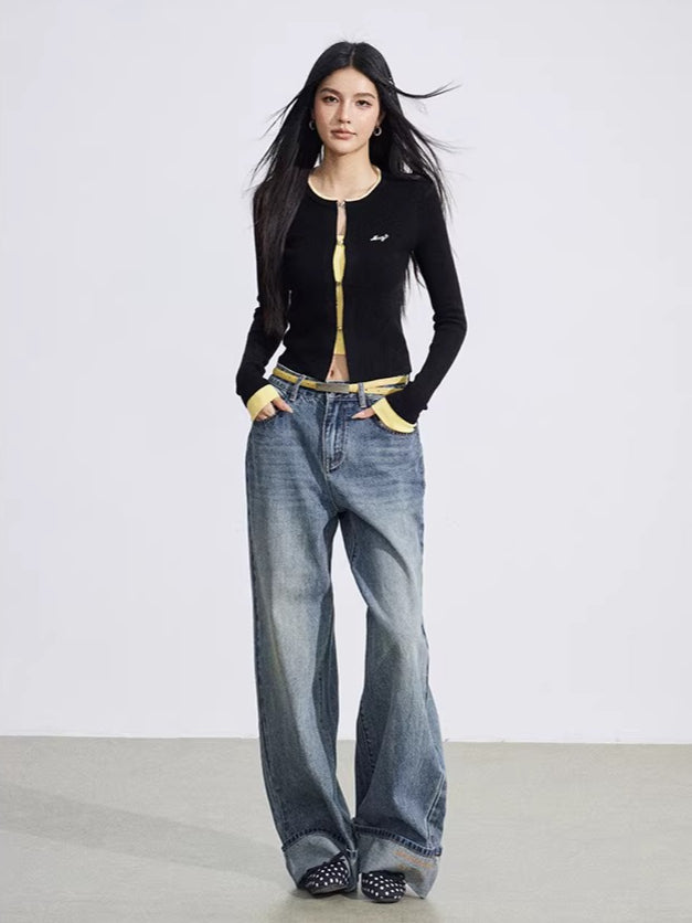 Contrast Layered Knit Slim Base Layer